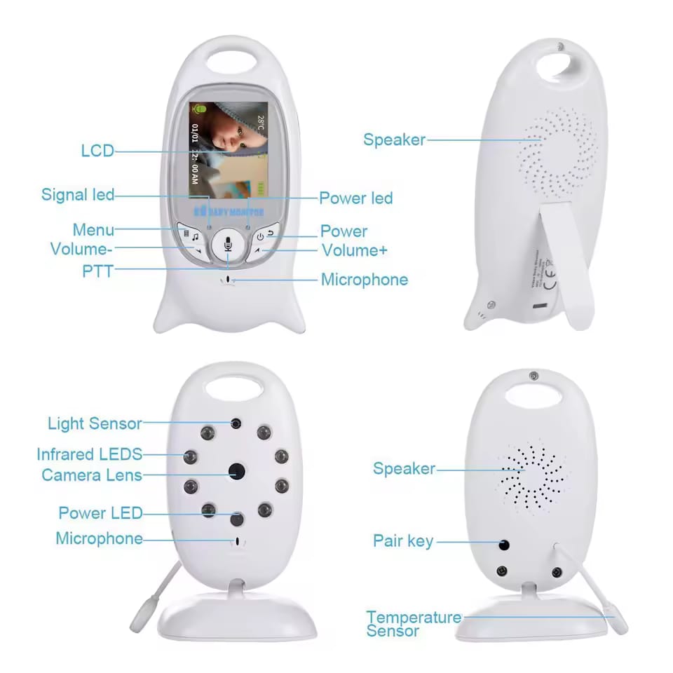 Video Baby Monitor Camera VB601 Wireless Babysitter 2 Way Talk Night Vision IR LED Temperature Babi Nanny Camera 8 Lullabies